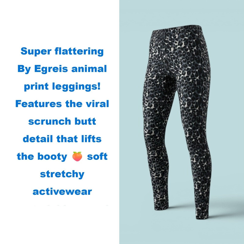 By Egreis Cheetah Print Scrunch Butt Yoga Pants M Blue Black White Leggings